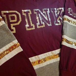 VICTORIA'S SECRET PINK BLING SPELLOUT LONG SLEEVE CREW